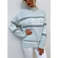 thumbnail image 2 of Women’s Snowflake Christmas Sweater Casual Long Sleeve Knitted Pullover Sweaters Crewneck Loose Jumper Tops, 2 of 6