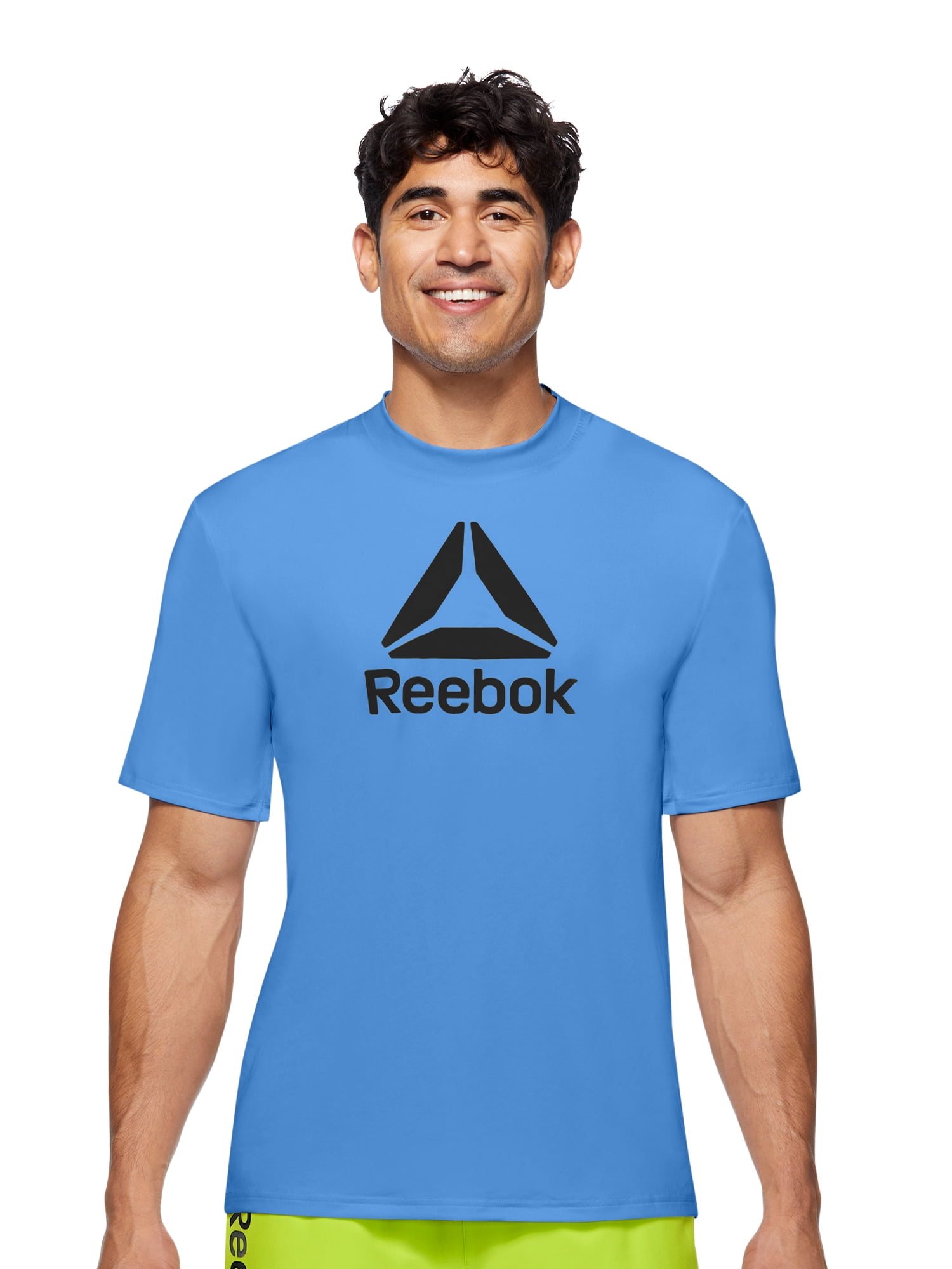 Reebok Men's Short Sleeve Logo Rash Guard with UPF 50+, Sizes S-XXL