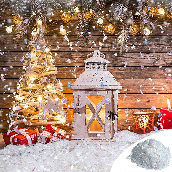 Christmas Twinkles Snow Decoration,Artificial Glitter Fake Snow Party,Winter Fake Snow Decoration,Artificial Flake Fake Snow for Christmas,Village Xmas Twinkles Snow Powder Filler Sparkling Snow