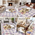 thumbnail image 5 of Area Rug for Living Room, Easter Bunny Non-Slip Indoor Large Carpet for Bedroom/Dining Room, Spring Easter Eggs Chick Floral Purple Check Washable Low-Profile Rectangle Floor Runner Rugs - 5 x 8 Ft, 5 of 7