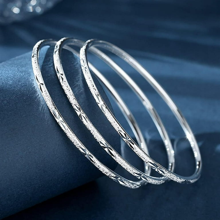 アクセサリー silver 925 simple design bangle 925 Sterling Silver Cuff Bangle Bracelets Adjustable Jewelry