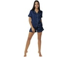 thumbnail image 2 of BlushBridesCo Women Silky Satin Pajama Short Sleeve Shorts Set, 2 of 5