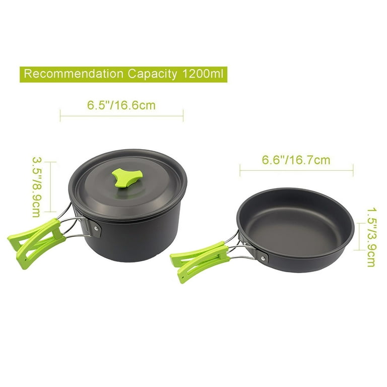 Camping Cookware Set Camping Gear Campfire Utensils Non-Stick Cooking Equipment Lightweight Stackable Pot Pan Bowls with Storage Bag for Outdoor
