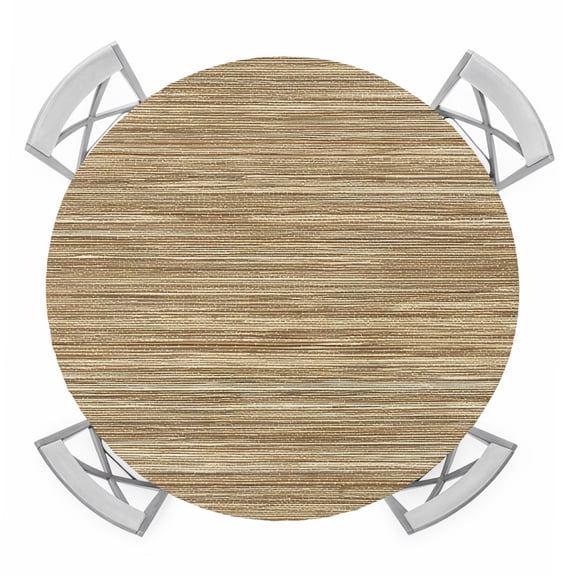 Retro Yellow Round Tablecloth for 45-54 Inch Tables,Fitted Table Cover with Elastic Edge,Country Farmhouse Abstract Minimalist Texture Waterproof Outdoor Table Cloth Protector for Patio Garden Dinner