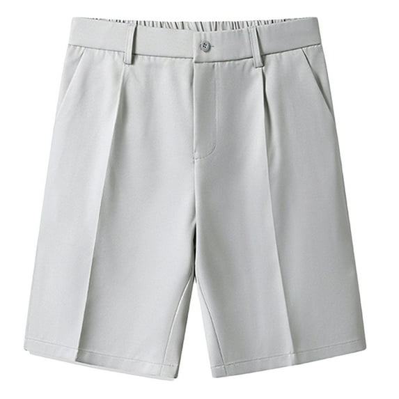 SOOMLON Men Shorts Pocket Summer Shorts Pants Suit Shorts Button Pants Gray M