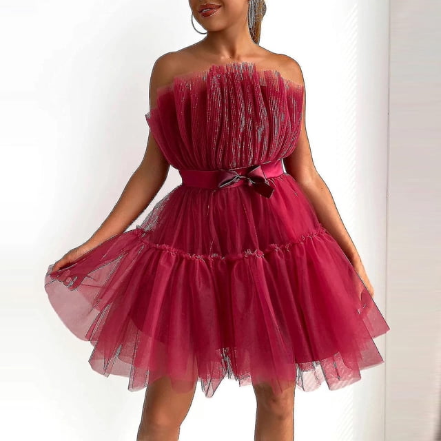 Vestido de tul para mujer Vestido corto sin mangas Vestido de fiesta sin tirantes de princesa de malla sólida_y-Light coral-38 Bolígrafo Bolígrafo Bolígrafo de papelería