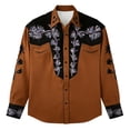 thumbnail image 2 of Boys Graphic Tees Lapel Cartoon Print Long Sleeve Button Down Shirt for Denim Boys' Tops Tees Shirts Brown 4 Years-5 Years, 2 of 4