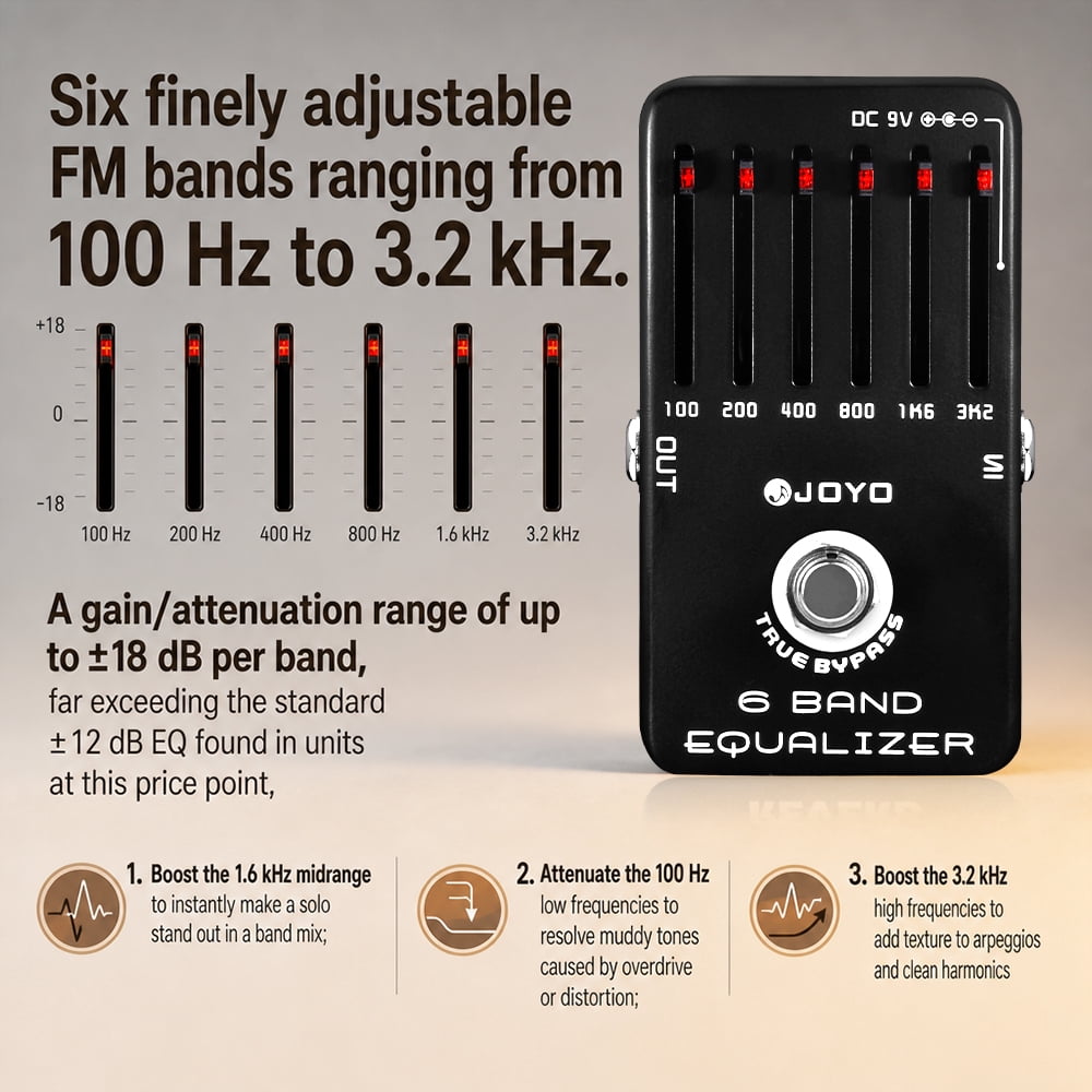 JOYO JF-11 6 Band EQ Pedal Equalizer ±18dB Guitar Effect Pedal