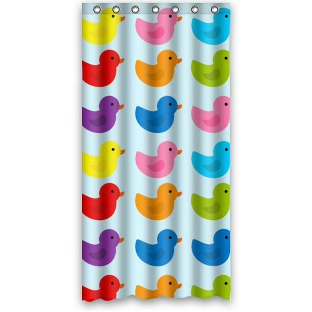 HelloDecor Tiled Rubber Ducky Shower Curtain Polyester Fabric Bathroom