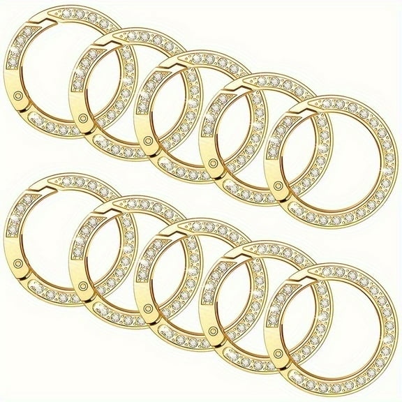 10x Rhinestone Spring O Rings 1 Inch 25mm Round Snap Clip Buckle Simple Metal Keychain Clip Hook Clip For DIY Keyrings Buckle Handbag Bags Purses