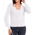 thumbnail image 4 of Women's Cardigans Sweaters,Cropped Shrug Bolero,Striped Textured V Neck Long Sleeve Button Winter Sweater Top, 4 of 8