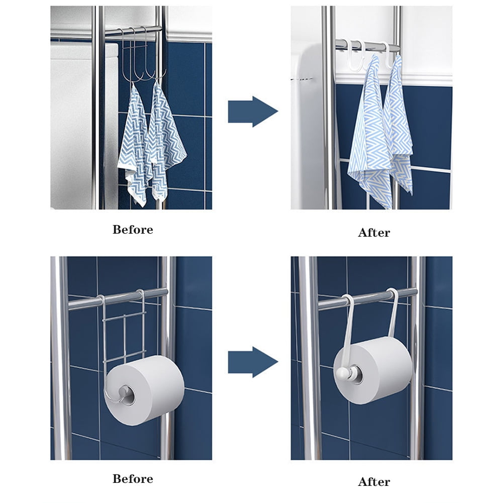 Over The Toilet Storage, Space Saver Metal Bathroom Shelves Organizer Rack With Removable Towel Hooks, Paper Holder, for Bathroom Restroom Laundry