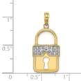 thumbnail image 4 of FB Jewels 14K Rhodium Plated White and Yellow Two Tone Gold Lock Pendant Cut Out and, 4 of 4