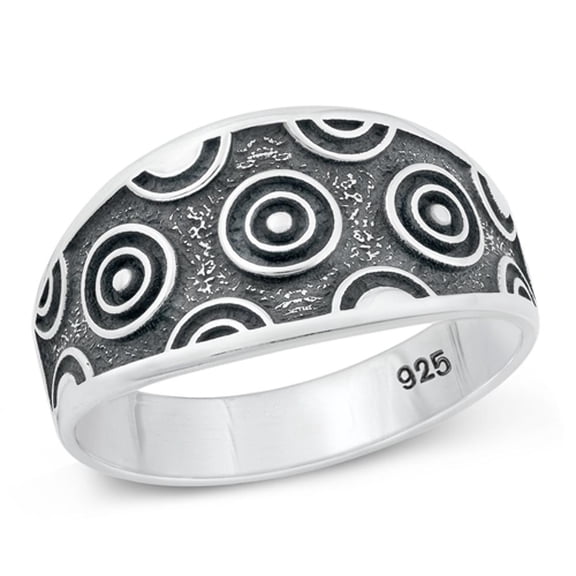 Unique Bullseye Circles Ring .925 Oxidized Sterling Silver Band Jewelry Female Male Unisex Size 11