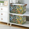 thumbnail image 2 of Yayeee Foldable Storage Basket for Shelves with Handles Waterproof Cloth Bins, Green Floral Garden, 2 of 7