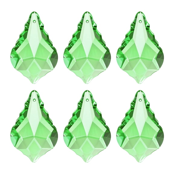 Uxcell K9 Crystal Pendants Teardrop Beads, 6 Pack 38mm Chandelier Prisms Parts Hanging Leaf Beads DIY Lamp for Arts Crafts Decoration, Light Green