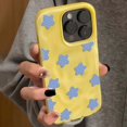 thumbnail image 3 of Cartoon Black Checkered Star Pattern Korean INS Phone Case for IPhone 16 15 14 13 12 11 Pro Max Plus Cute Shockproof Soft Cover, 3 of 4