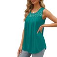 thumbnail image 3 of LEAVINGSUO Womens Casual Sleeveless Women's Fashion Color Neck Comfortable Loose T-Shirt Sleeveless Blouse Casual Tops Sky Blue M, 3 of 7