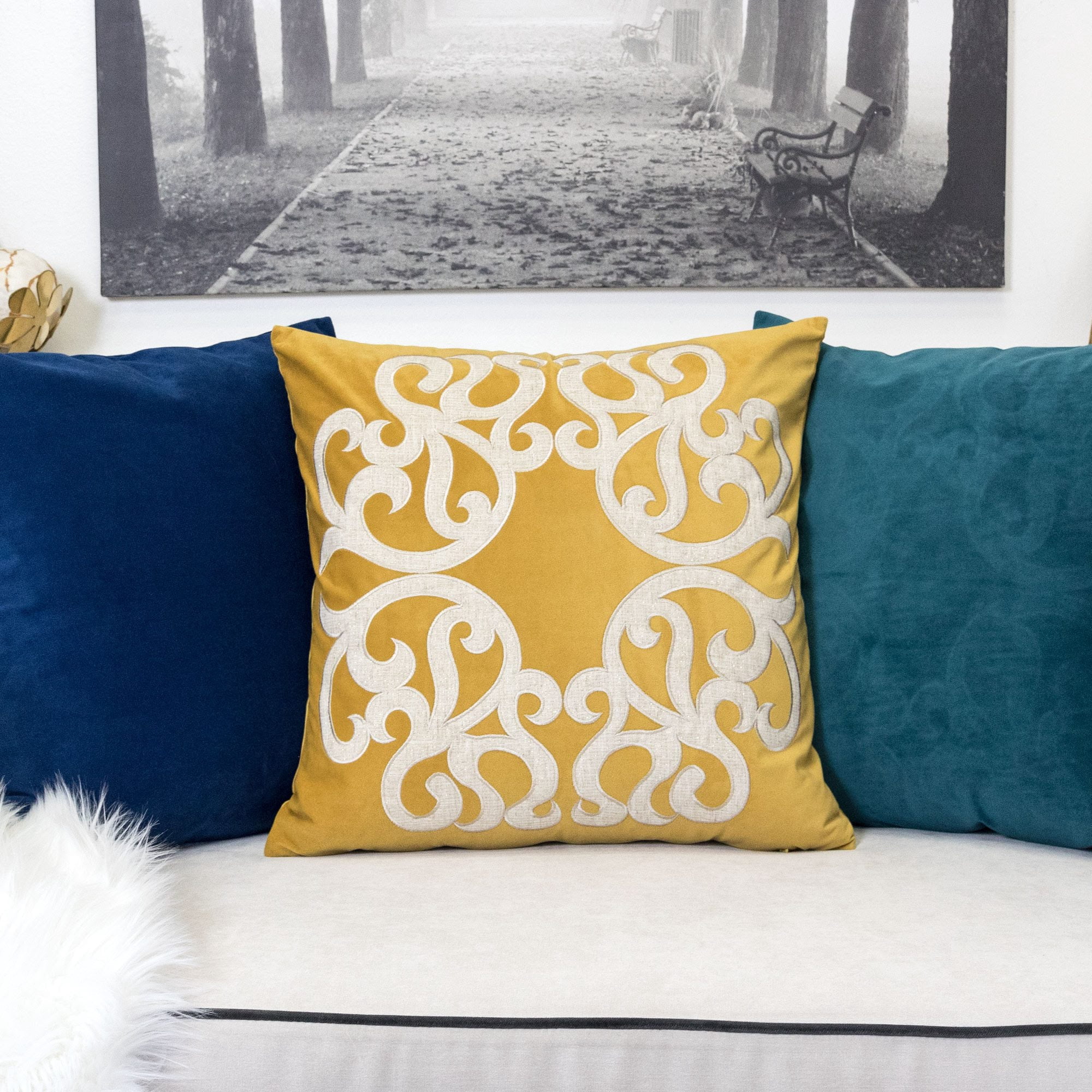 Stacey Gold Abstract Polyester 20 in. x 20 in. Throw Pillow