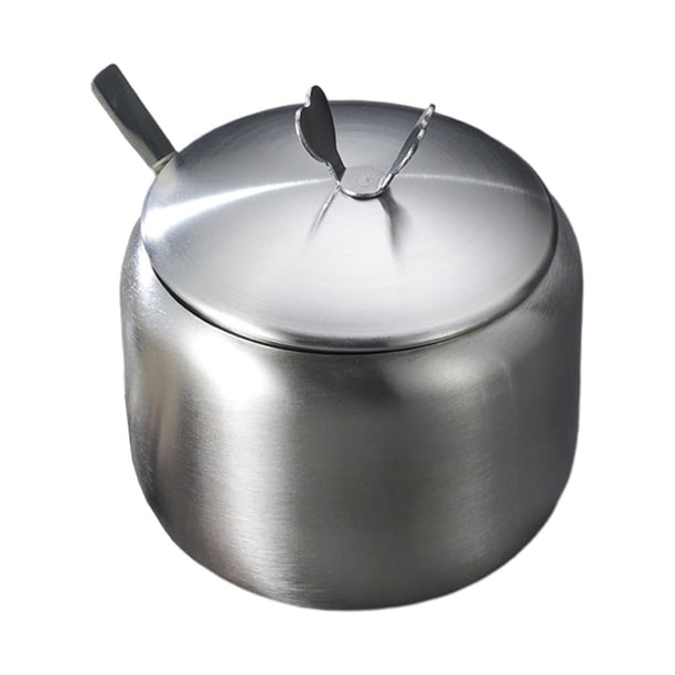 Tarro de azúcar de Acero inoxidable Cateissary con cuchara y tapa color Plata