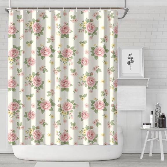 Pioneer Flower Floral Print Pattern Shower Curtain 84"x72", Bathroom Decorative Shower Curtain Set with 12 Hooks, Waterproof Washable