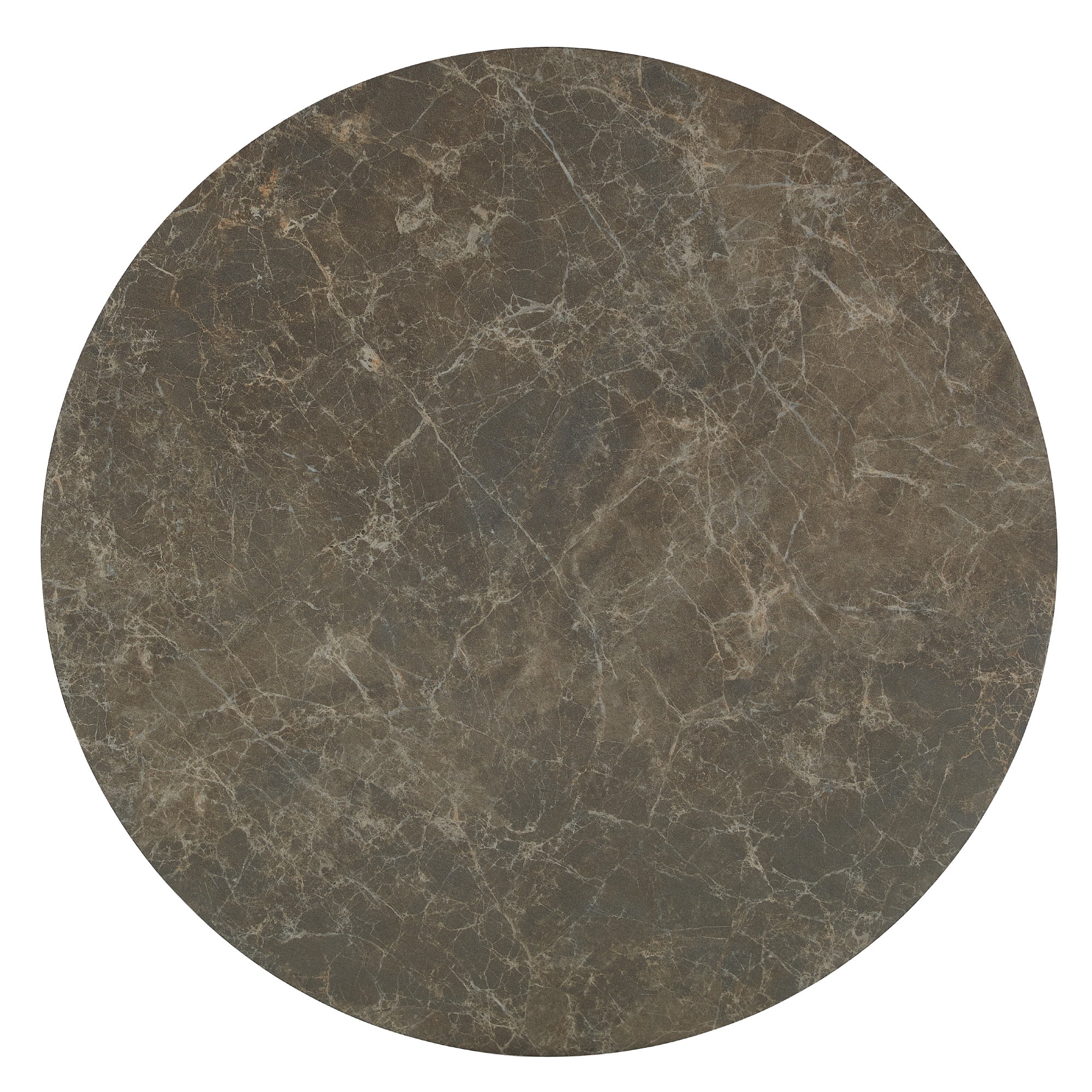 Ember Interiors Modern Round Coffee Table, Brown Faux Marble/Black
