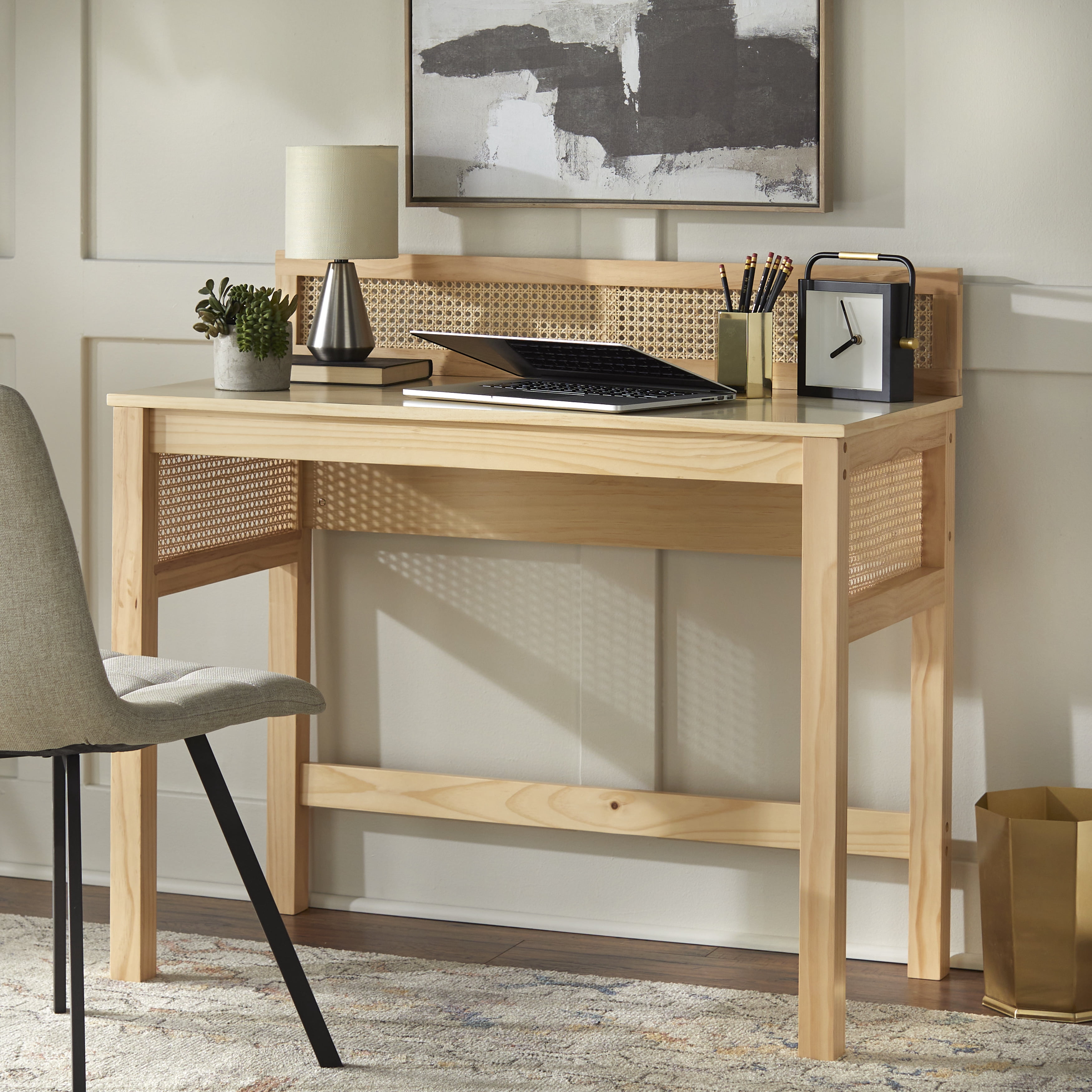 TMS Bennett Modern Writing Desk, Light Oak