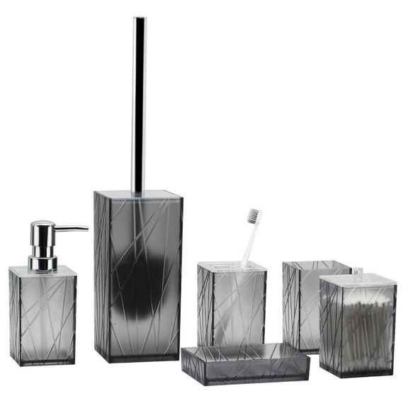 6 PCS Bathroom Accessory Set - Soap Dispenser & Dish, Toothbrush Holder & Cup