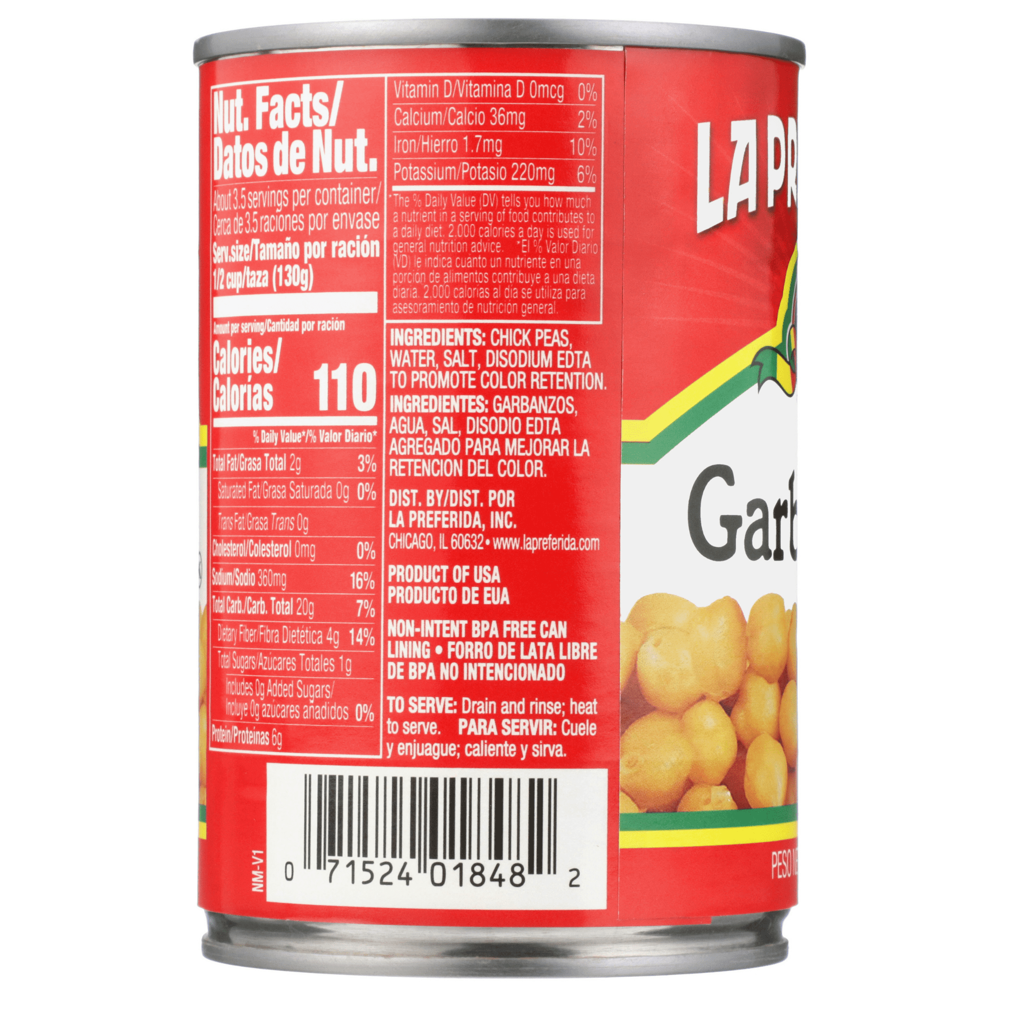 (7 pack) La Preferida Chick Peas, Canned Vegetables, 15 oz