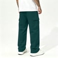 thumbnail image 5 of Resicozy Baggy Sweatpants Men Wide Leg Casual Joggers Cotton Loose Drawstring Elastic Waist Pants with Pockets Dark Green 2XL, 5 of 6