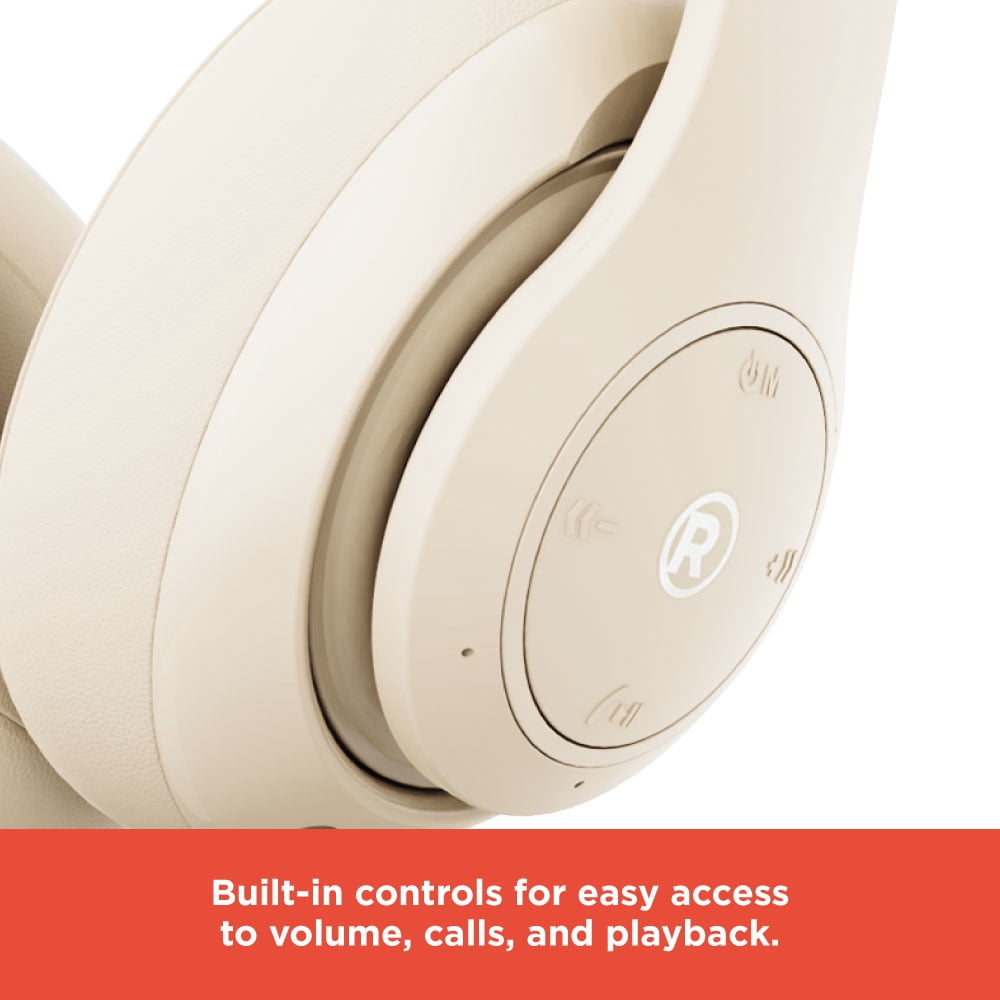 RadioShack Bluetooth Headphones – 40mm Drivers, 30-Hour Playtime, Bluetooth 5.4, Built-In Microphone, Foldable Design, Elegant Creme