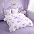 thumbnail image 2 of Erosebridal Kawaii Bowknot 7-Piece Twin Bedding Sets For Kids Girls,Purple Letter I Initial Lettering Bedding Comforter Set,Colorful Stars Reversible, 2 of 7