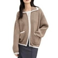 thumbnail image 2 of Busydd Womens Cardigan Sweaters Trendy Lapel Long Sleeve Open Front Sweaters for Women Casual Solid Color Knit Women's Cardigans Free Size, 2 of 4