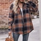 thumbnail image 5 of Camisa A Cuadros Blusas de otoño para mujer Blusas de camisa con cuello de solapa con bolsillo Cuello en V Traje diario Ygjytge Negro L para Mujer, 5 of 7