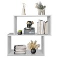 thumbnail image 1 of Gymax 2-tier Wood Bookcase Modern S Shaped Storage Display Rack for Home & Office, 1 of 9