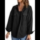 thumbnail image 2 of Chaqueta de Mujer de Gran Tamaño con Botones y Larga con Aberturas. Negro L, 2 of 7