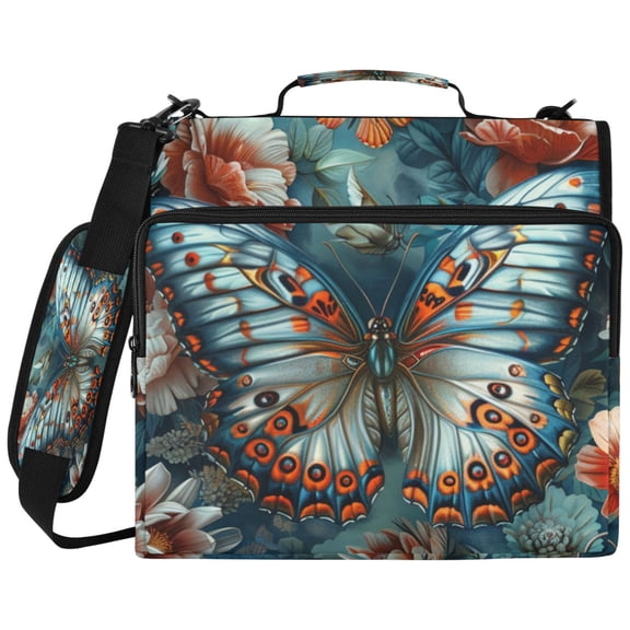 ALAZA Zipper Binder Magic Butterfly on Floral Pattern 2 inch 3 Ring 500 Sheet Capacity Trapper Keeper File Folder Organizer Bag