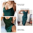 thumbnail image 4 of Women Spaghetti Strap Dress Drape Cowl Neck Backless Pure Color Sleeveless Slim Fit Midi Dress Blackish Green L, 4 of 6