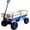Blue, variant on Classic Steel & Wood Utility Wagon for Family, Kids & Gardening, 10” All-Terrain Pneumatic Tires, 176 lb Capacity, Foldable Handle, Removable Wooden Sides (Red)