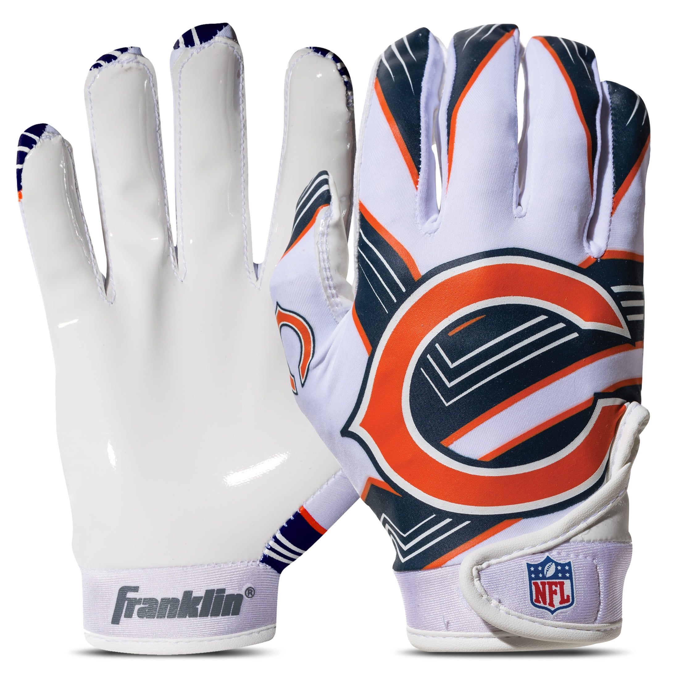 Franklin Sports Chicago Bears Youth NFL Football Receiver Gloves Official NFL Team Logos Kids Football Gear Accessories Youth M L Pair