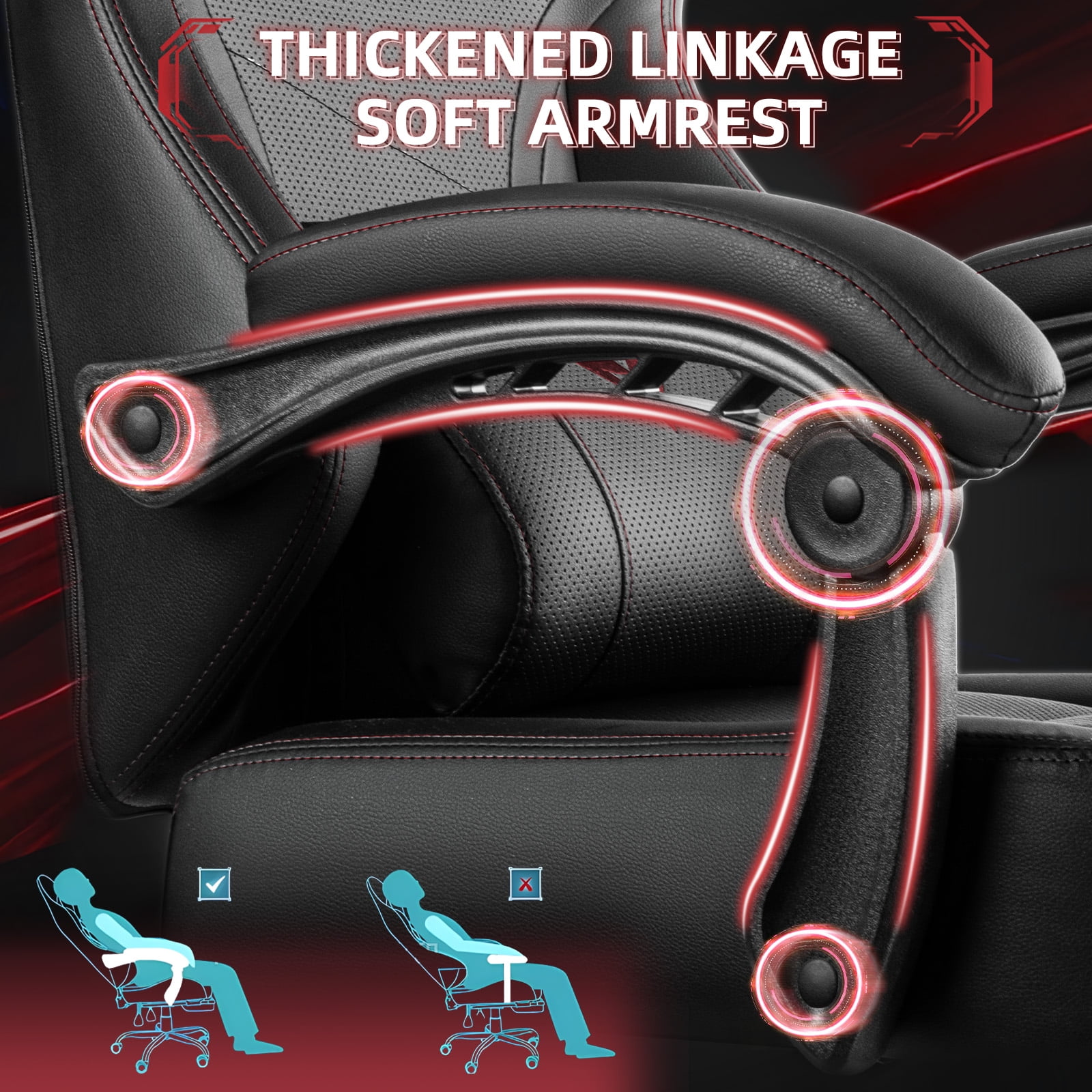 Waleaf Gaming Chair Ergonomic Office Chair with Footrest and Lumbar Support, Height Adjustable High Back Gamer Chair with Headrest for Adult