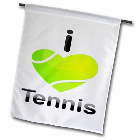 3dRose I Love Tennis With A Green Heart Shaped Tennis Ball  Garden Flag  12 by 18-Inch
