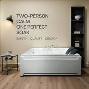 73 x 48 Whirlpool Bathtub for 2-Person with 8 Hydro Massage Jets & Chromatherapy LED Lights, 1HP UL Certified Pump, 3-Sided Apron Acrylic Soaking Tub, Left Drain, 110 Gallons, White