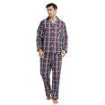 thumbnail image 5 of Vulcanodon Mens Pajama Set 100% Cotton, Long Sleeve Button Down PJ Set for Men Plaid Men's Sleepwear(Red Blue-Plaid, L), 5 of 6