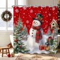 thumbnail image 5 of Duangreer Red Christmas Shower Curtain with Hooks, Cute Snowman with Plaid Scarf Winter Holiday Bathroom Curtain, Waterproof, 60"x72", 5 of 5