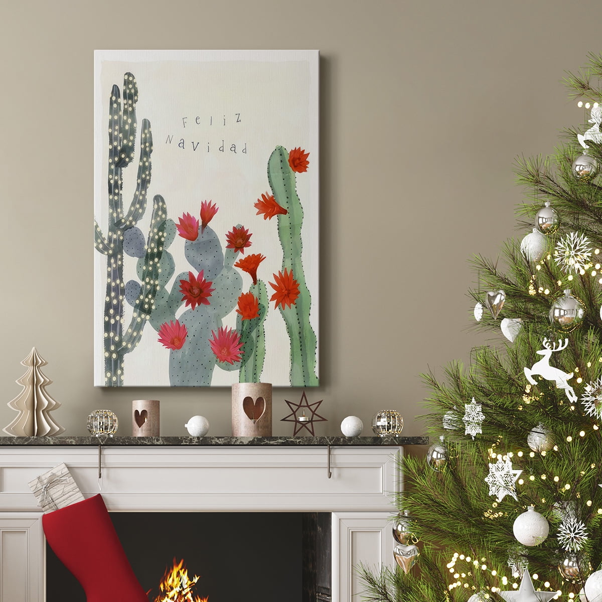 Desert Christmas Cactus II- Gallery Wrapped Canvas