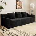thumbnail image 2 of 71 Inch Corduroy Sofa Like Ergonomic Deep Seat Loveseat for Living Room Bedroom and Conference Room Use 3 Seats, Antique Black, 2 of 5
