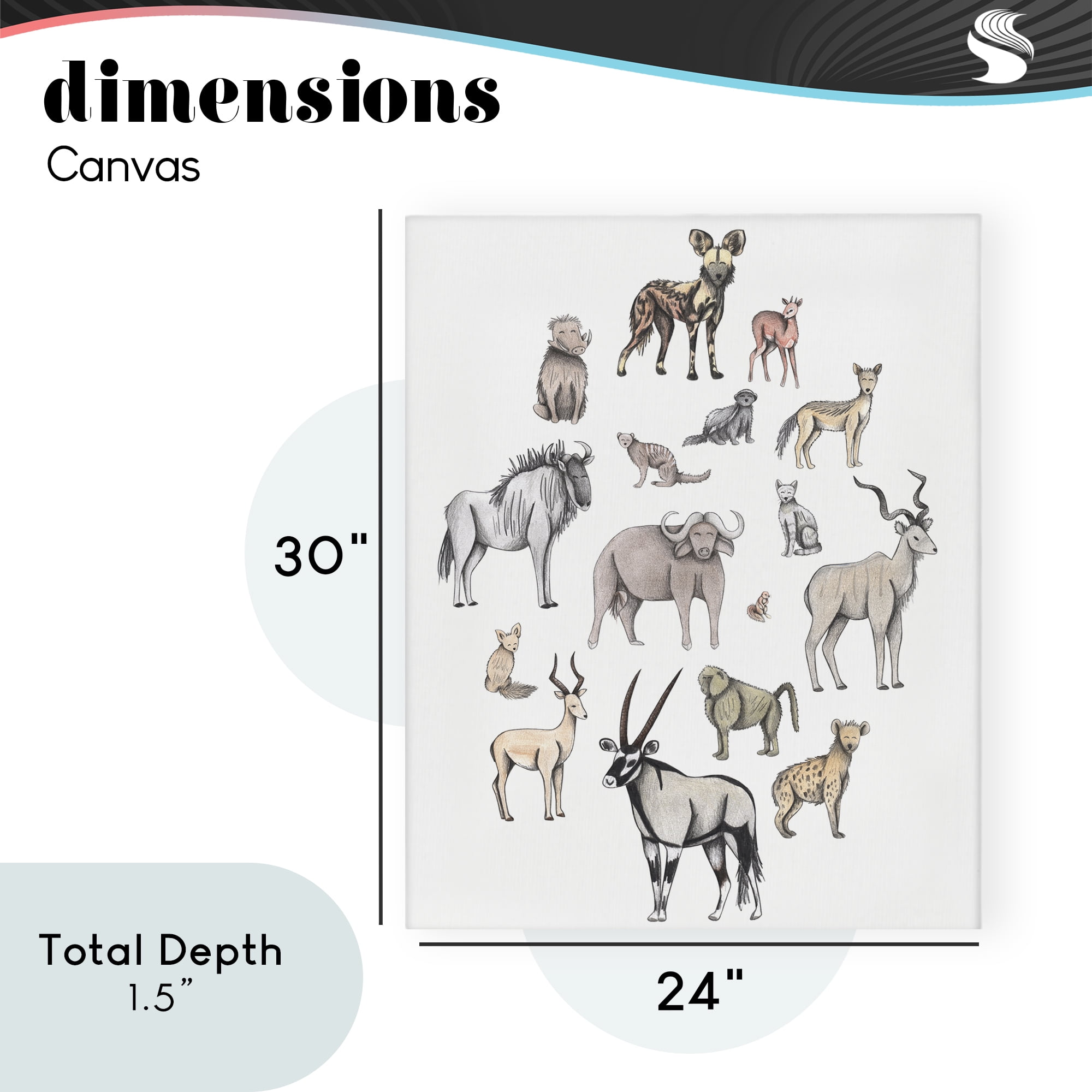 Simple Africa Animals Canvas Wall Art, design by Cecilia Battaini