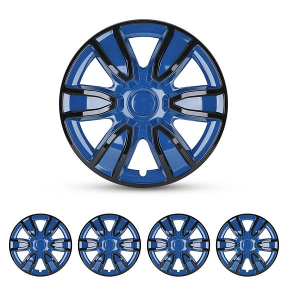 4 Pack 15 inch Universal Wheel Rims Cover Hubcaps,Snap on Car Truck SUV,ABS PC,Black Lacquer & Blue Lacquer