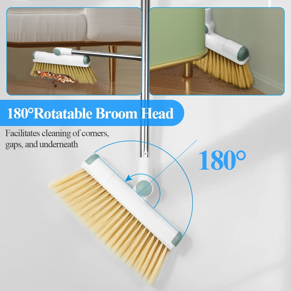 WiseWater Upright Broom Dustpan Set for Home w/ 180 Degree Rotation Head,  White, 1 Piece - Kroger
